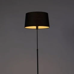 QAZQA Stehlampe schwarz mit schwarzem Leinenschirm 45cm verstellbar - Parte -Stehlampen Verkaufsladen 4851 93219 8
