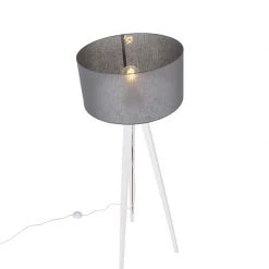QAZQA Modernes Stehlampenstativ weiß mit grauem Schirm 50 cm - Tripod Classic -Stehlampen Verkaufsladen 4852 104121 5