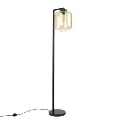 QAZQA Design Stehleuchte schwarz mit Braunglas - Qara 33 QAZQA Design Stehleuchte schwarz mit Braunglas - Qara -Stehlampen Verkaufsladen 4865 102198 15