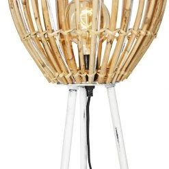 QAZQA Ländliches Stehlampenstativ Bambus mit Weiß - Canna Capsule -Stehlampen Verkaufsladen 4865 104922 4