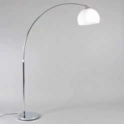 QAZQA Moderne Bogenlampe Chrom mit weißem Schirm - Arc Basic -Stehlampen Verkaufsladen 4866 89324 5