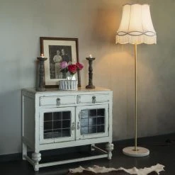 QAZQA Retro Stehleuchte Messing mit Granny Schirm creme 45 cm - Kaso