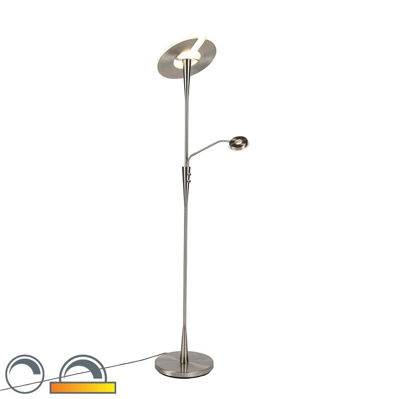 Trio Leuchten Moderne Stehlampe Stahl inkl. LED mit Lesearm - Moderno 3 Trio Leuchten Moderne Stehlampe Stahl inkl. LED mit Lesearm - Moderno