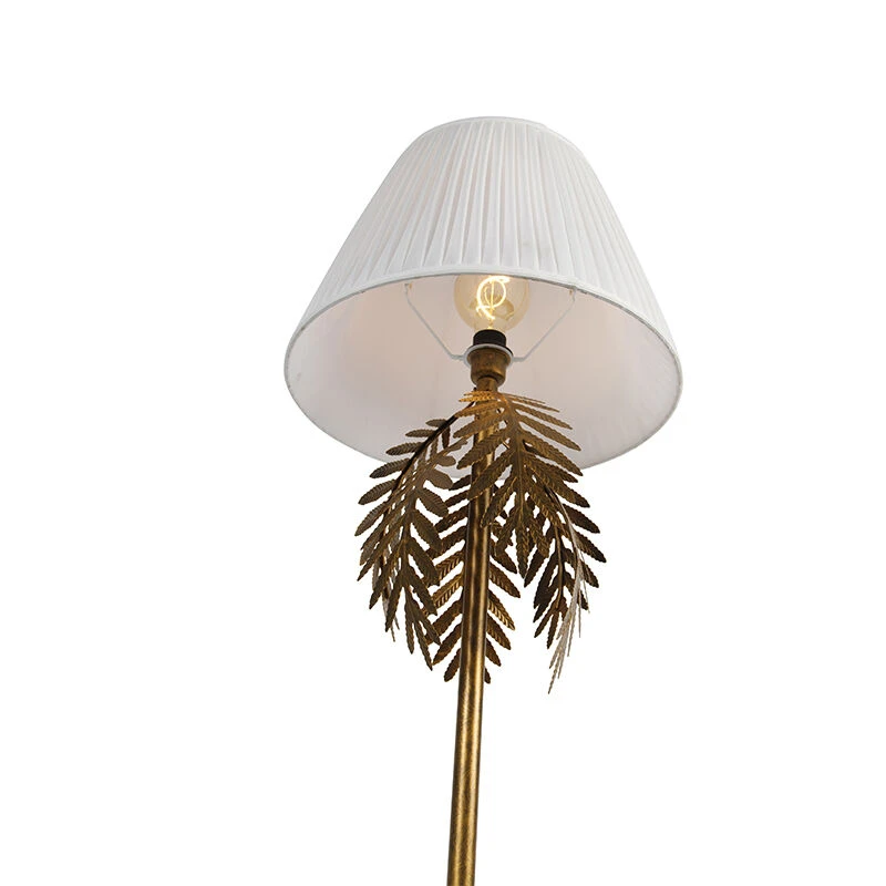 QAZQA Vintage Stehlampe Gold mit Faltenschirm weiß 45 cm - Botanica 6 QAZQA Vintage Stehlampe Gold mit Faltenschirm weiß 45 cm - Botanica – Bild 4