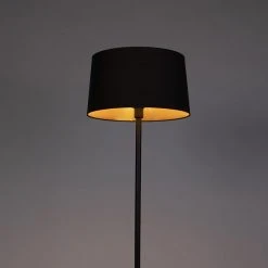 QAZQA Moderne Stehleuchte schwarz mit schwarzem Schirm 45 cm - Simplo -Stehlampen Verkaufsladen 4946 102172 9
