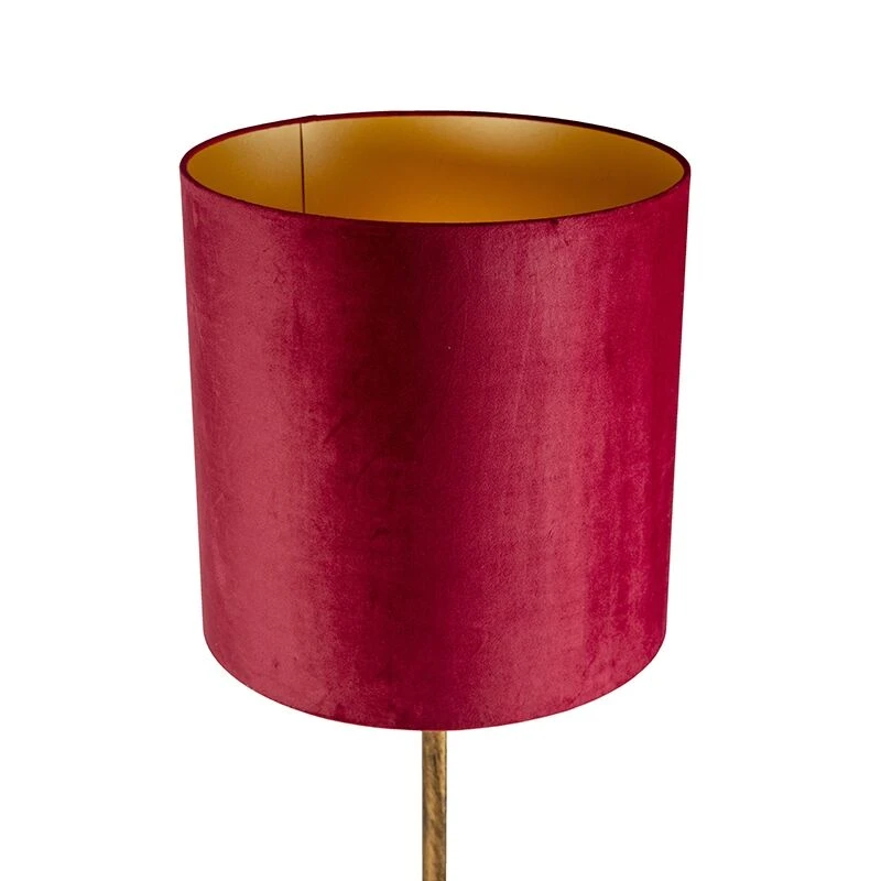 QAZQA Vintage Stehleuchte Gold mit rotem Schirm 40 cm - Simplo 8 QAZQA Vintage Stehleuchte Gold mit rotem Schirm 40 cm - Simplo – Bild 6