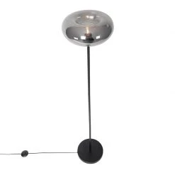 QAZQA Art Deco Stehlampe schwarz mit Rauchglas - Busa -Stehlampen Verkaufsladen 4969 104346 9