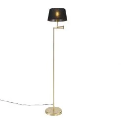 QAZQA Klassische Stehlampe Messing mit schwarzem Schirm verstellbar - Ladas -Stehlampen Verkaufsladen 4971 103226 5