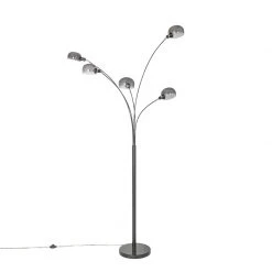 QAZQA Design Stehlampe schwarz mit Rauchglas 5-flammig - Sixties Marmo -Stehlampen Verkaufsladen 4996 104441 14