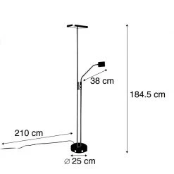 QAZQA Design-Uplighter Jazzy mit Leselampe eckig schwarz -Stehlampen Verkaufsladen 5040 98903 3