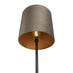 QAZQA Stehlampe schwarz mit Veloursschirm taupe/gold 40 cm - Simplo -Stehlampen Verkaufsladen 5041 98573 4