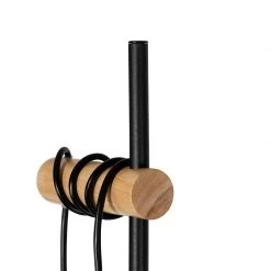 QAZQA Land Stehlampe schwarz mit Holz 2-Licht - Dami -Stehlampen Verkaufsladen 5060 103030 7