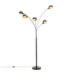 QAZQA Design Stehlampe schwarz mit gold 5-flammig - Sixties Marmo -Stehlampen Verkaufsladen 5067 104440 5