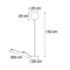 QAZQA Art Deco Stehleuchte schwarz mit Rauchglas - Pallon Mezzi -Stehlampen Verkaufsladen 5091 103007 3
