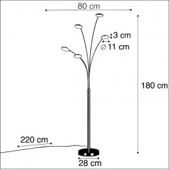 QAZQA Stehlampe Stahl inkl. LED mit Touch-Dimmer - Sixties Trento -Stehlampen Verkaufsladen 5098 98219 4