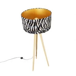 QAZQA Stehlampe Holz mit Stoffschirm Zebra 50 cm - Stativ Classic -Stehlampen Verkaufsladen 5118 104366 6