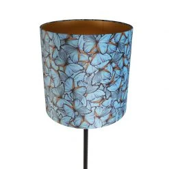 QAZQA Stehlampe mit einem Veloursschirm Schmetterling/Gold 40 cm - Simplo -Stehlampen Verkaufsladen 5125 98570 5