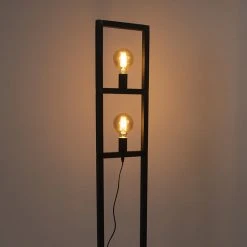 QAZQA Industrie Stehlampe 2 Lampen schwarz - Simple Cage 2 -Stehlampen Verkaufsladen 5152 98927 11