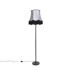 QAZQA Klassische Stehleuchte schwarz mit Granny B Schirm grau - Simplo 23 QAZQA Klassische Stehleuchte schwarz mit Granny B Schirm grau - Simplo -Stehlampen Verkaufsladen 5164 102134 10