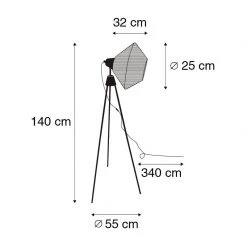 QAZQA Ländliche Stehlampe Stativseil - Jenthe -Stehlampen Verkaufsladen 5166 104991 3
