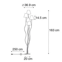 QAZQA Design Stehlampe schwarz mit gold 5-flammig - Melis 24 QAZQA Design Stehlampe schwarz mit gold 5-flammig - Melis -Stehlampen Verkaufsladen 5243 103872 4