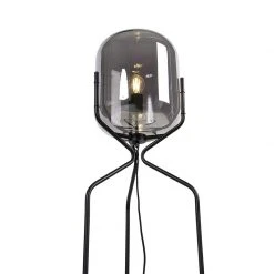 QAZQA Smart Stehlampe schwarz inkl. WiFi A60 Rauchglas - Bliss -Stehlampen Verkaufsladen 5255 103574 9