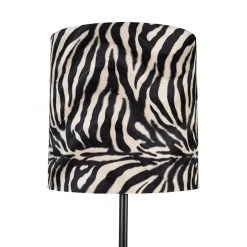 QAZQA Moderne Stehlampe schwarz Stoffschirm Zebra 40 cm - Simplo -Stehlampen Verkaufsladen 5307 104167 2