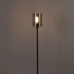 QAZQA Design Stehleuchte schwarz mit Rauchglas - Kuppel -Stehlampen Verkaufsladen 5329 102217 10