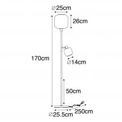 QAZQA Vloerlamp zwart met goud met smoke glas 2-lichts - Zuzanna -Stehlampen Verkaufsladen 5340 105508 3