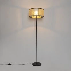 QAZQA Retro Stehlampe schwarz mit Rattan 40 cm - Akira -Stehlampen Verkaufsladen 5380 105035 13