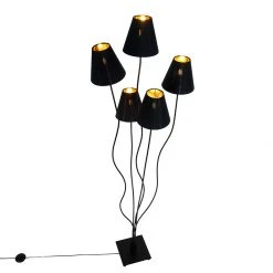 QAZQA Design Stehlampe schwarz mit gold 5-flammig - Melis 32 QAZQA Design Stehlampe schwarz mit gold 5-flammig - Melis -Stehlampen Verkaufsladen 5393 103872 12