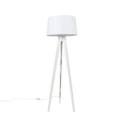 QAZQA Modernes Stehlampenstativ weiß mit Leinenschirm weiß 45 cm - Tripod Classic -Stehlampen Verkaufsladen 5413 104117 10