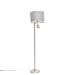 QAZQA Stehlampe Stahl mit Schirm grau und Leselampe - Jelena -Stehlampen Verkaufsladen 5490 105568 7