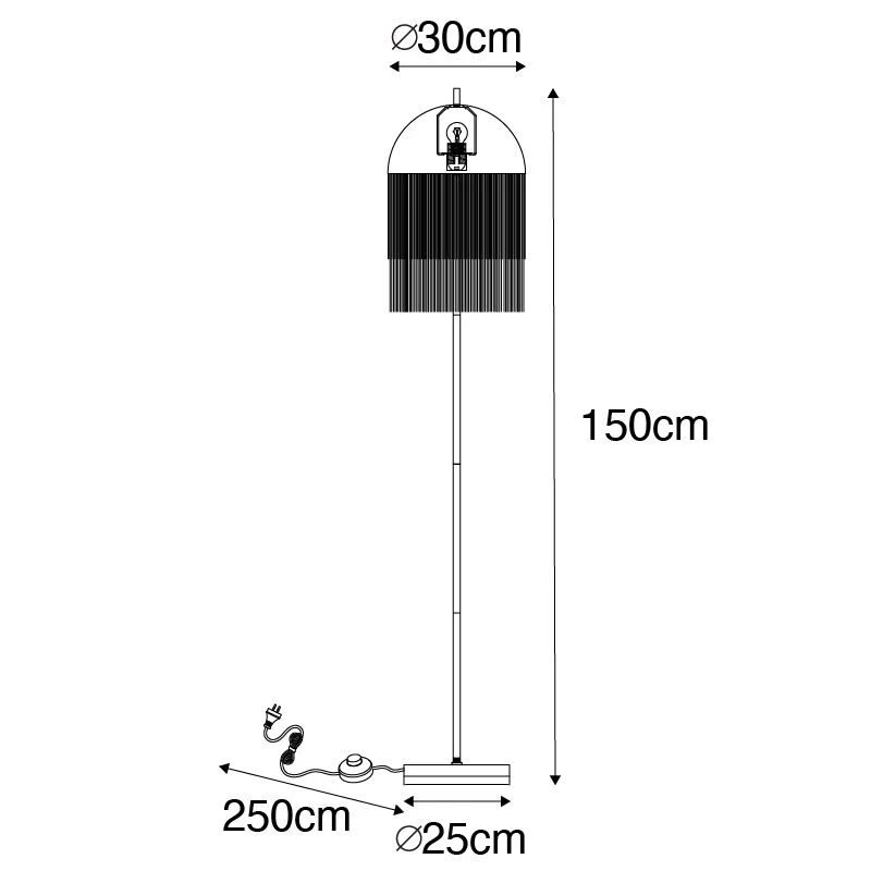 QAZQA Orientalische Stehlampe Gold mit grünen Fransen 30 cm - Fransen 7 QAZQA Orientalische Stehlampe Gold mit grünen Fransen 30 cm - Fransen – Bild 5