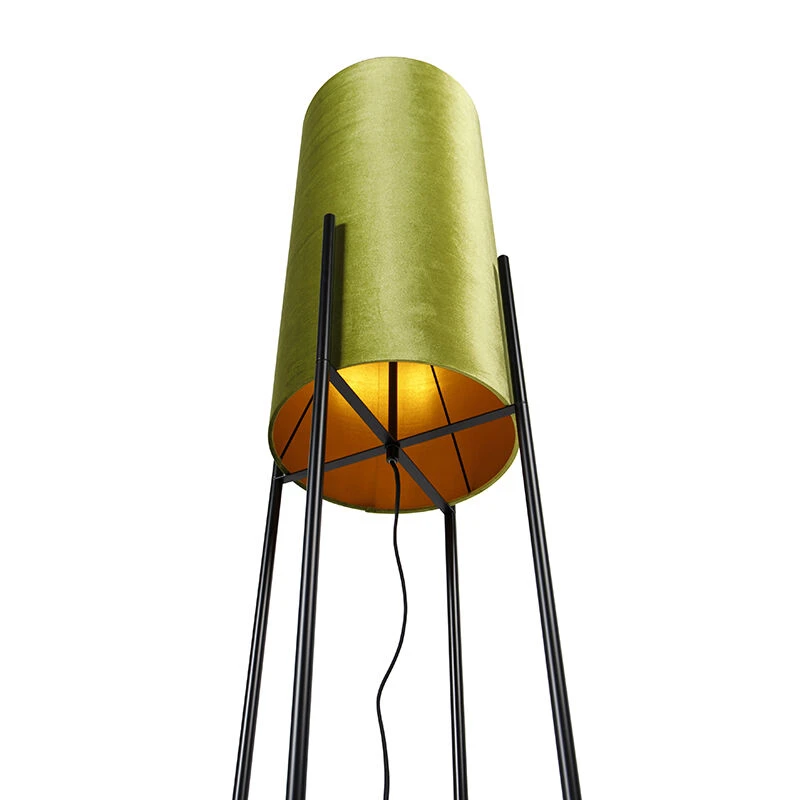 QAZQA Design Stehleuchte mit Samtschirm grün/gold - Rich 11 QAZQA Design Stehleuchte mit Samtschirm grün/gold - Rich – Bild 9