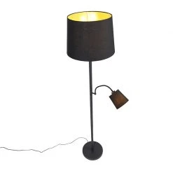 QAZQA Klassische Stehlampe schwarz mit Gold und Leselicht - Retro -Stehlampen Verkaufsladen 5693 103238 12