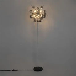 QAZQA Design Stehlampe schwarz mit Rauchglas 8-flammig - Explode -Stehlampen Verkaufsladen 5703 104548 13
