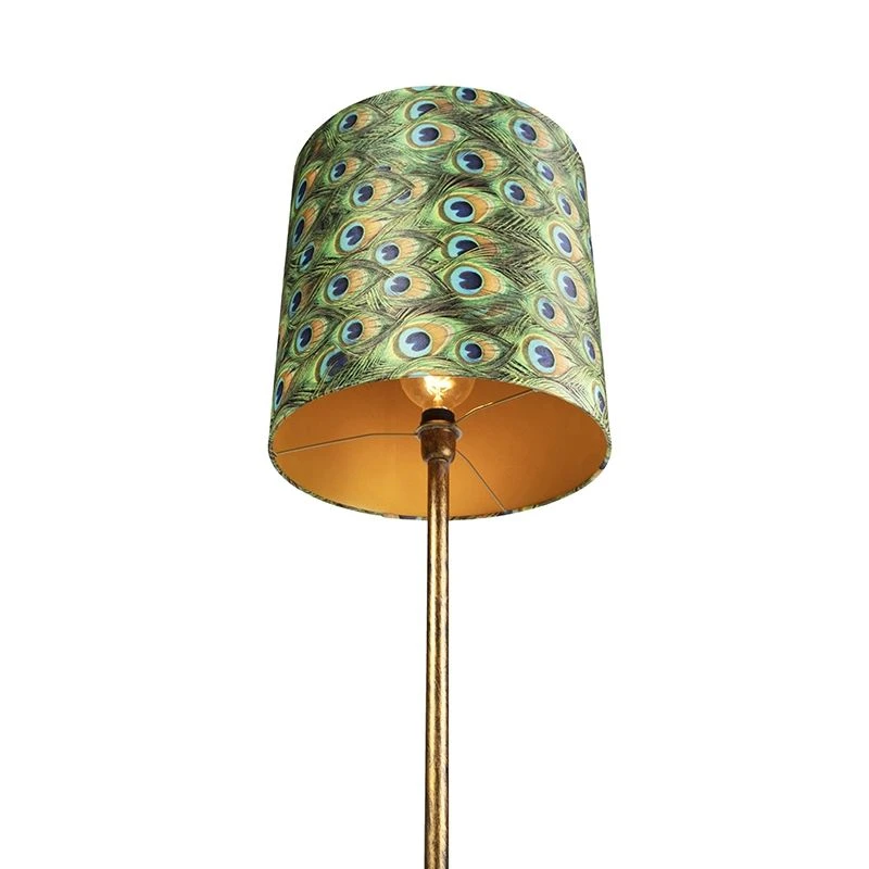 QAZQA Vintage Stehleuchte Gold mit Pfauenschirm 40 cm - Simplo 8 QAZQA Vintage Stehleuchte Gold mit Pfauenschirm 40 cm - Simplo – Bild 6