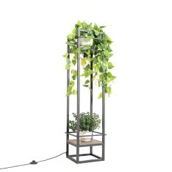 QAZQA Industriële vloerlamp zwart met hout - Cage Rack -Stehlampen Verkaufsladen 5719 105764 10