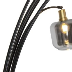 QAZQA Vloerlamp zwart met goud met smoke glas 5-lichts - Zuzanna -Stehlampen Verkaufsladen 5721 105506 7