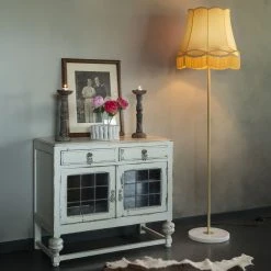 QAZQA Retro Stehleuchte Messing mit Granny Schirm Gold 45 cm - Kaso