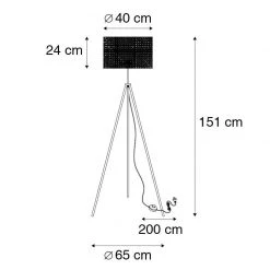 QAZQA Ländliches Stehlampen-Stativ schwarz mit Rattan-Schirm - Kata -Stehlampen Verkaufsladen 5796 103454 3
