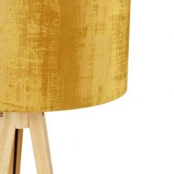 QAZQA Stehlampe Holz mit Stoffschirm gold 50 cm - Stativ Classic -Stehlampen Verkaufsladen 5810 104361 3