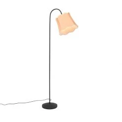 QAZQA Klassische Stehlampe schwarz mit Lampenschirm gold - Nona