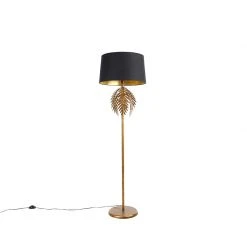 QAZQA Vintage Stehlampe Gold mit Baumwollschirm schwarz - Botanica -Stehlampen Verkaufsladen 5947 103626 10