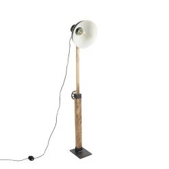QAZQA Industriestehlampe schwarz mit Mangoholz - Mangos -Stehlampen Verkaufsladen 5983 98830 14