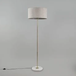 QAZQA Messing Stehlampe mit grauem Schirm 50 cm - Kaso -Stehlampen Verkaufsladen 5999 95050 7