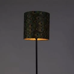 QAZQA Schwarze Stehlampe mit Veloursschirm Pfauengold 40 cm - Simplo -Stehlampen Verkaufsladen 6046 98571 9