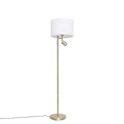 QAZQA Stehlampe bronze mit Schirm weiß und Leselampe - Jelena -Stehlampen Verkaufsladen 6052 105570 15