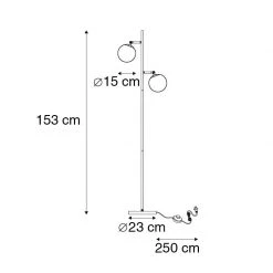 QAZQA Art Deco Stehleuchte schwarz mit Rauchglas 2-Licht - Pallon -Stehlampen Verkaufsladen 6059 103449 4